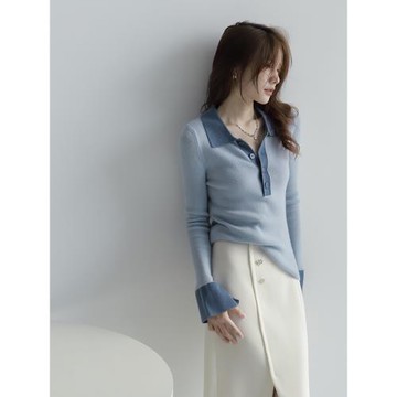 Claudie Home法式正肩POLO領針織衫女2025春秋新款內搭打底衫上衣