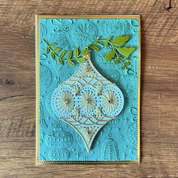 刺繡 吊飾 樹葉 凹凸紋理 聖誕卡