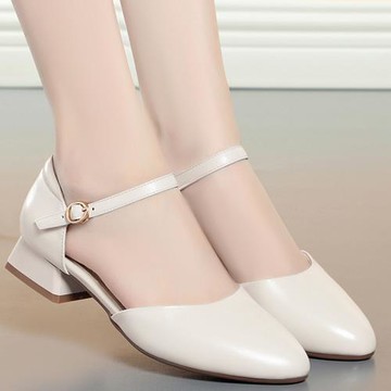 夏季新款小碼女鞋31 32 33 34碼單鞋真皮一字帶平底包頭涼鞋女夏