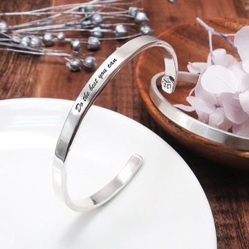 品牌經典純銀手環 小款-亮面設計 刻字訂製 女生手環