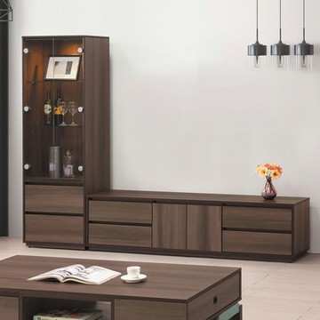 MUNA家居  琴森8尺L櫃/展示櫃+電視櫃   242X40X182cm