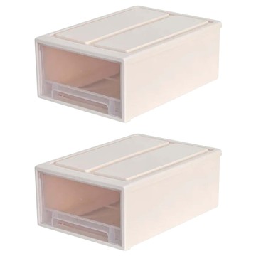 小麥購物 抽屜式收納盒 B025 8L 519g 米白色 防掉卡榫設計  2個