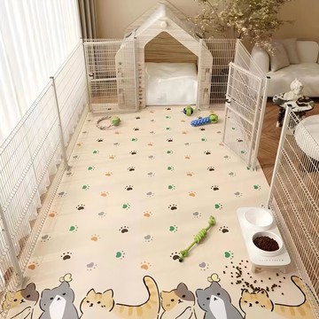 復古花紋PVC 抹净地墊  120 x 60cm  貓咪樂園 黃色  1件