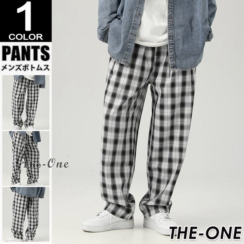 メンズワイドパンツワイドルックチェックパンツユニセックスチェック柄ズボン 通販 Lineポイント最大0 5 Get Lineショッピング