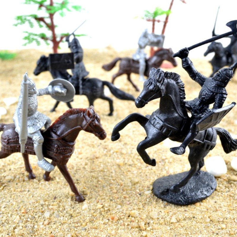 28ピース/セット中世騎士戦士馬子供のおもちゃフィギュア静的モデル