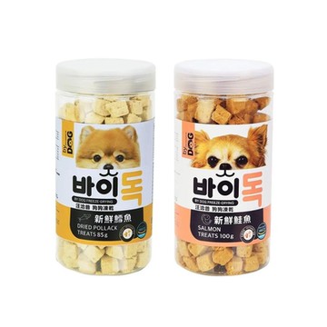 汪洽普狗狗凍乾-新鮮鱈魚/鮭魚 85g~100g x 3入組(購買第二件贈送寵物玩具x1包)