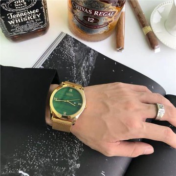 ins風手表男士鋼帶嘻哈復古小金表網帶個性潮流土豪金腕表石英表
