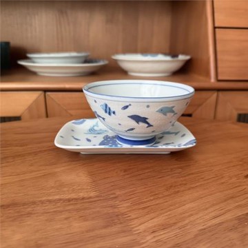 日本進口 美濃燒陶瓷盤子單個 飯碗 面碗 湯盤  兒童可愛餐具套裝