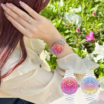【ICE WATCH】Clear Sunset清晰日落系列 柔和粉嫩少女漸層三針腕錶 透明錶帶 適合小手腕