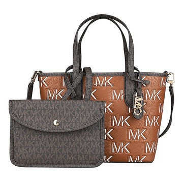 MICHAEL KORS Eliza 壓印字母設計手提斜背子母包(迷你/棕x深褐)