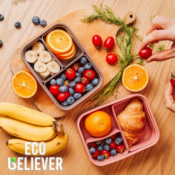 [JC ECO BELIEVER] 800ml珊瑚橘色矽膠便當盒 可拆洗矽膠便當盒 保鮮盒 矽膠保鮮盒 矽膠密封盒 密封盒 密封便當盒 多情境 通過美國FDA測試