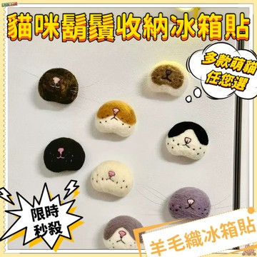 貓咪鬍鬚收集器 貓咪冰箱貼 貓咪鬍鬚收集冰箱貼 羊毛氈冰箱貼 純手工製作冰箱貼 貓毛收納 冰箱貼 手作羊毛氈