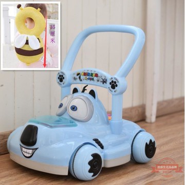 學步車手推7-18個月防側翻可調速學走路助步車帶音樂推車