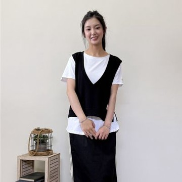 Hana-Mokuba花木馬日系女裝休閒兩件上衣_黑