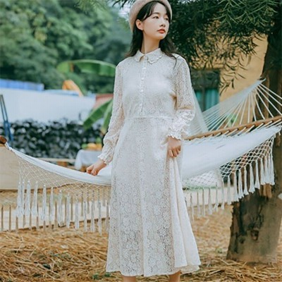 ワンピース レディース膝丈ワンピース キレイめ 春秋 長袖ワンピース レース 白 結婚式ドレス オシャレ 着痩せ 新作 通販 Lineポイント最大get Lineショッピング