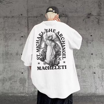 M-5XL印花t恤 大碼寬鬆t恤 卡通國潮 潮牌寬鬆Oversized 五分袖短袖 男生短袖 T恤 男生衣著(T273)