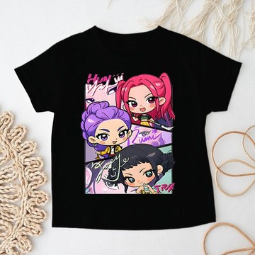 【臺灣-出貨】2025新款上衣卡通kpop獵魔女團周邊夏裝兒童短袖純棉夏季半袖