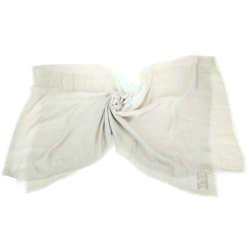 Max Mara PAPRICA M刺繡莫代爾絲麻混紡灰色漸層披肩 圍巾(135x135)