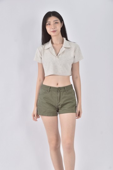 (2XL) net丹寧牛仔棉質純棉綠色短褲
