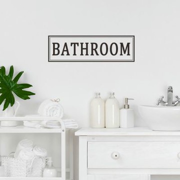 【MR.ZAKKA】創意萬用裝飾貼紙-標示系列 雙線條框BATHROOM 居家布置 DIY可移式壁貼 無痕壁貼 牆貼