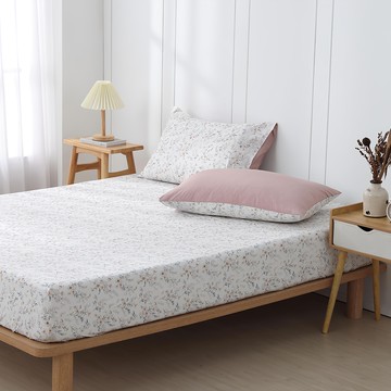 hongyew 鴻宇 台灣製 100%精梳純棉床包枕套組  雙人特大  蜜拉蓋瑞 白色