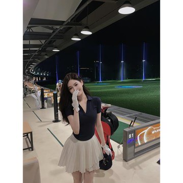 (免運)韓版高爾夫女裝POLO衫短袖T恤百褶裙套裝網球羽毛球防走光短裙褲