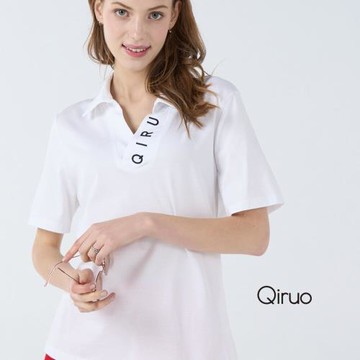【Qiruo 奇若】春夏專櫃白色短袖上衣7099A 有領設計