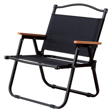AMOS 鐵管折疊櫸木扶手露營椅 - 輕量化 耐重120kg  黑色  1個