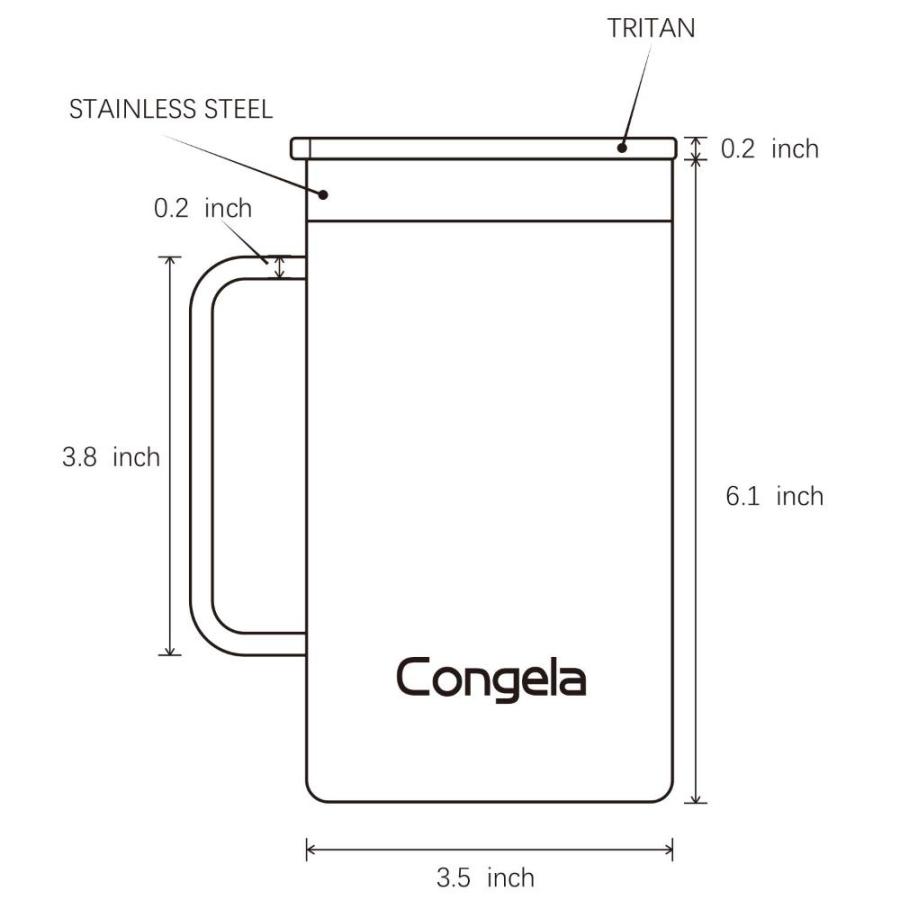 Congela 22oz 2Pack stainless steel insulated coffee mugs with Thick handle,