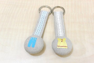 You & Me Key ring-手繪布釦鑰匙圈