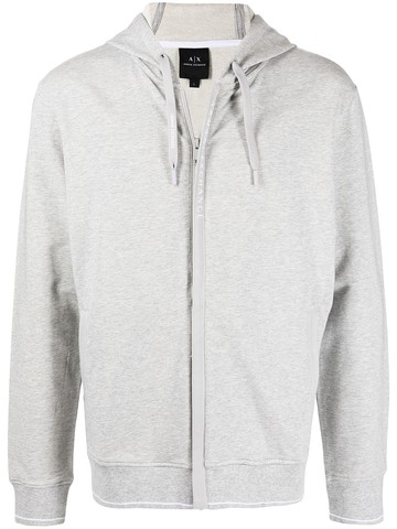 Armani Exchange - drawstring zipped hoodie - men - Elastane/Cotton - XL - Grey