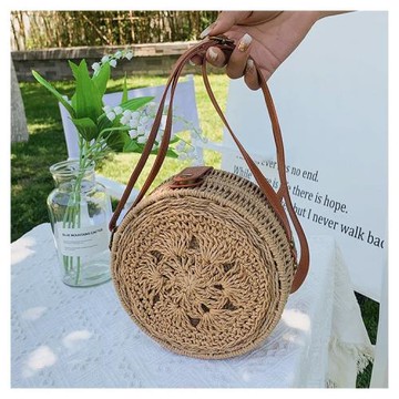 今年流行包包女2023夏季草編文藝森系斜跨包小眾設計單肩包小圓包