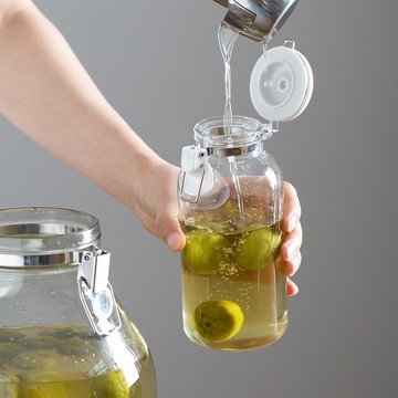 日本星硝 日本製透明玻璃扣式保存瓶/調味料罐2入組