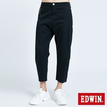 EDWIN 男裝 大師系列 休閒打折褲-黑色