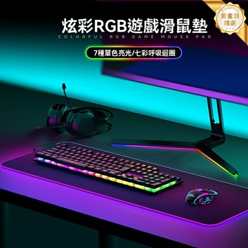 【炫彩RGB電競】發光鼠標墊 遊戲鼠標墊 鍵盤墊 電腦桌墊 超大加厚 布面防滑 鎖邊工藝 電競遊戲桌面必備