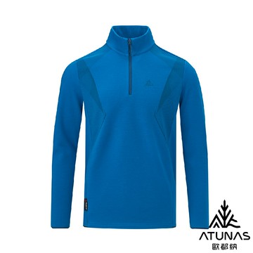 【ATUNAS 歐都納 男 POLARTEC THERMAL Pro保暖拉鍊衫《海藍》】A1PS2522M/中層衣/機能上衣