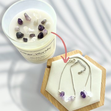 三合一  香氛蠟燭、水晶和 DIY 首飾 (包銀鏈) - 薰衣草味