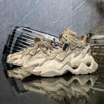 厚底高幫鞋潮流百搭爆款真皮時尚潮牌原創火焰增高老爹鞋男高級感