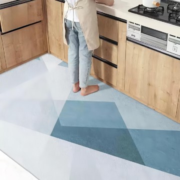 復古花紋 PVC皮革劇場地墊 一抹淨 可擦拭  180 x 140cm  幾何藍蝶  1個