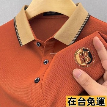 🔥台灣發出🔥 100%棉質保羅刺繡男士短袖T恤 中青年POLO衫 商務翻領上衣男裝 短袖polo衫 翻領上衣男 po