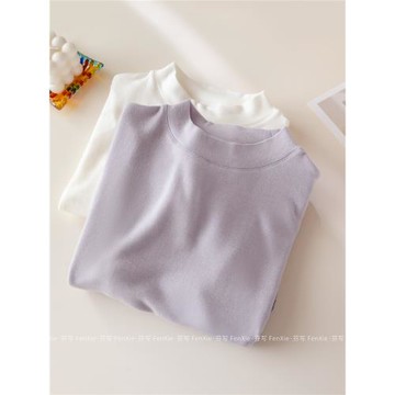 防風護頸小立領拉絨打底衫天絲綿羊毛保暖上衣秋冬半高領秋衣