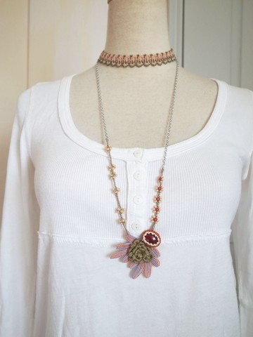 手工蕾絲飾品(愛爾蘭蕾絲項鍊---Boho Chic 2-b)