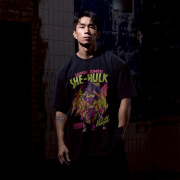 【VERVE】VintageWash™ Oversized水洗短袖 - 萬聖節限定Marvel Zombies【女浩克】