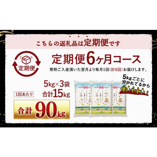 ふるさと納税 福岡県 大刀洗町 「筑後平野のふくよか米」 普通精米 15kg(5kg×3袋)×6回 合計90kg