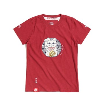 江戶勝 日系 女裝 招財貓短袖T恤(暗桔色) #上衣