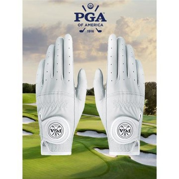 (免運)美國PGA 高爾夫手套女 全羊皮真皮手套 可拆卸馬克 1雙/兩只