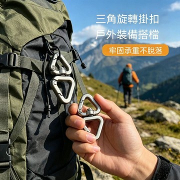 🔥臺灣出貨🔥锌合金三角型弹簧勾扣手机服饰箱包配件三角形挂钩登山扣背包扣
