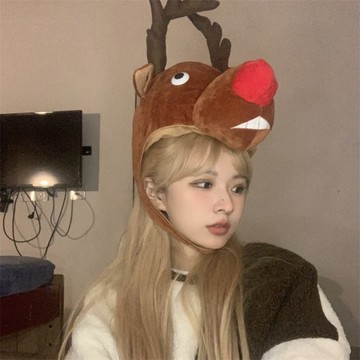 聖誕帽聖誕裝飾麋鹿頭套拍照鹿角少女可愛搞怪少女心道具