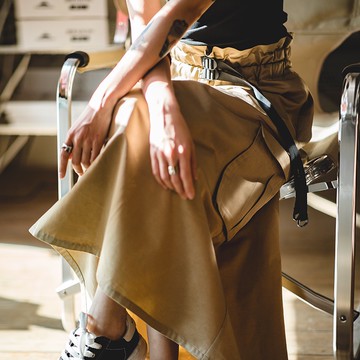 馬登女裝四个口袋A字半身長裙高腰顯瘦收腰遮胯口袋工裝傘裙