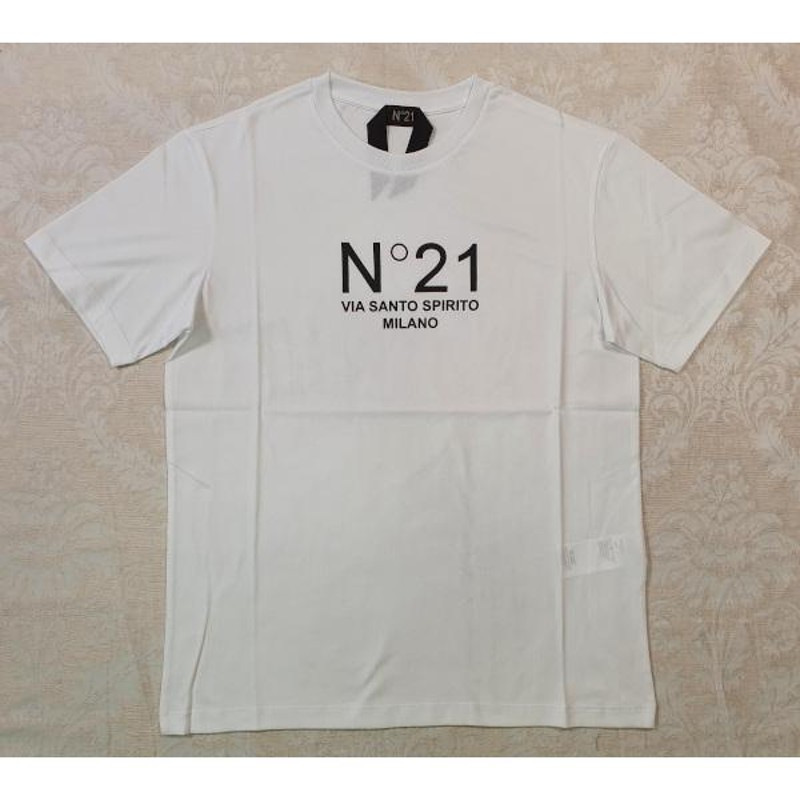 N°21 ヌメロ ヴェントゥーノ メンズ ロゴ MILANO コットン Tシャツ ホワイト F0316334 | LINEブランドカタログ